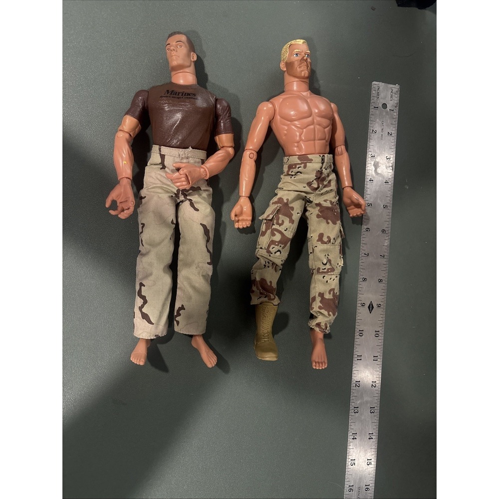 Vintage 1990s GI Joe Action Figures Set 12 Inch Hasbro Camo Soldier Marine